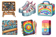 Groovy School Sublimation Clipart, a Seasonal Illustration by DreamArtGraphic (Thumbnail 2 of 4)