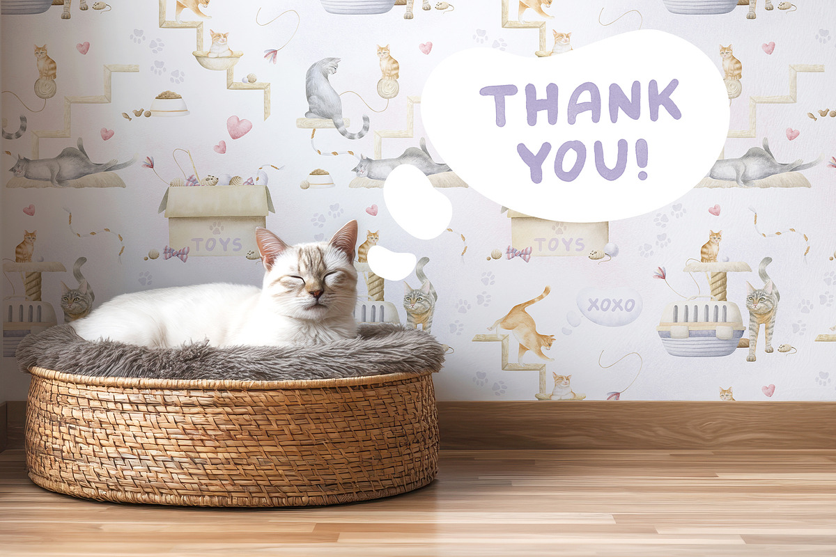 Cats Funny Toys Watercolor Clip art, an Animal Illustration by Elena Malgina Clipart (Photo 17 of 19)