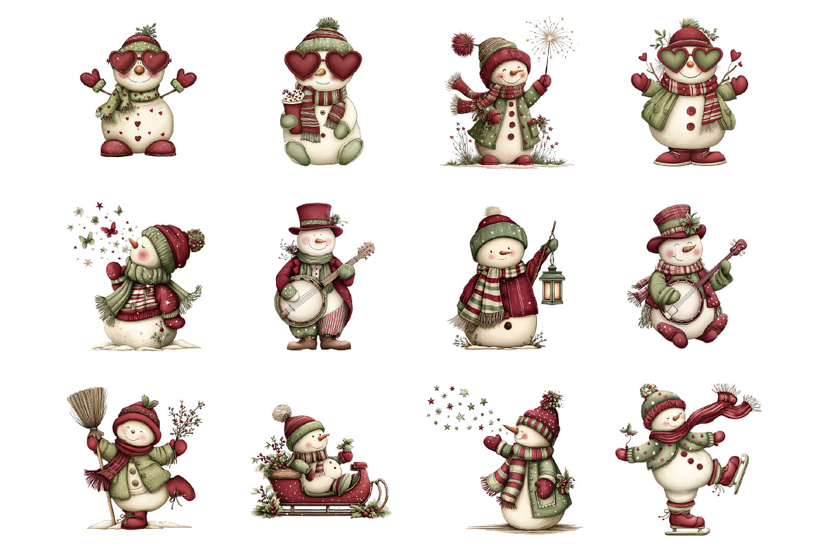 Whimsical Tipsy Snowman Clipart, a Graphic by CitraGraphics (Photo 3 of 4)