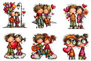 Whimsical Valentine Couple Clipart, an Illustration by CreationArt (Thumbnail 6 of 7)