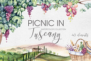 Watercolor Picnic in Tuscany, an Illustration by S_ARTLOVE (Thumbnail 1 of 7)