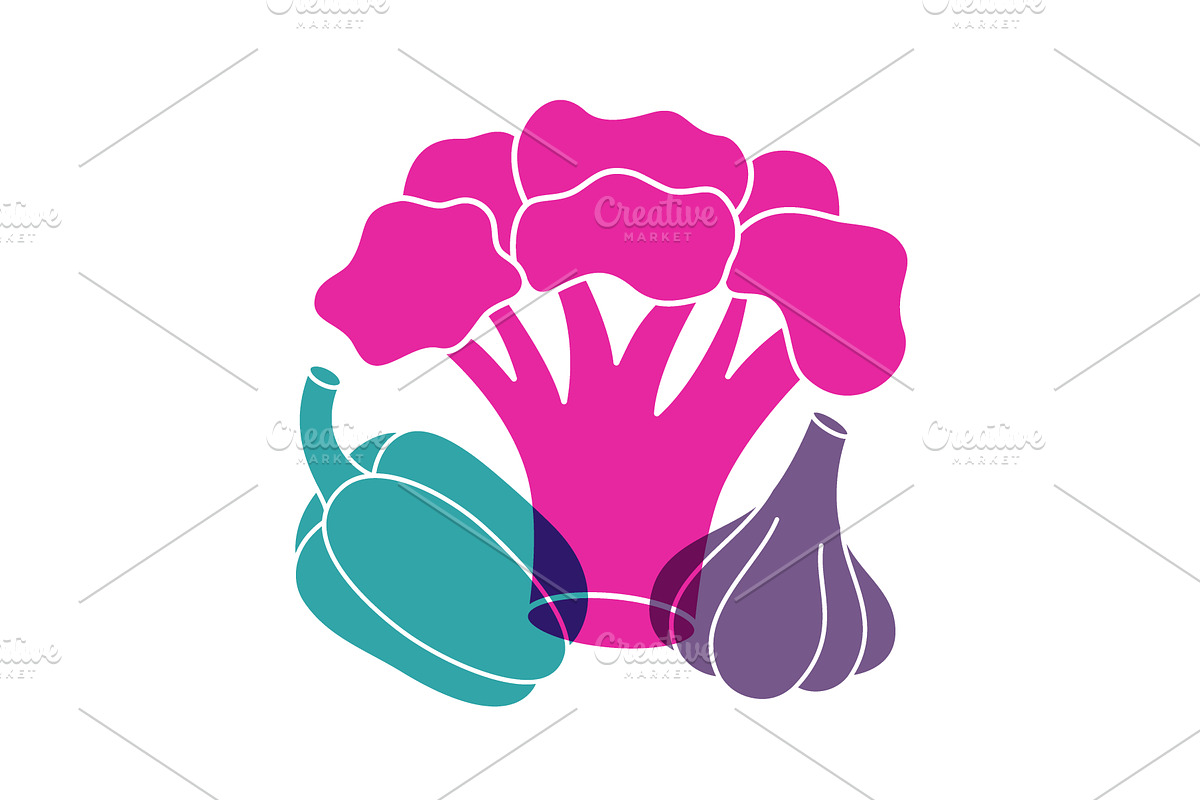 Natural vegetables color icons, an Object Illustration by GraphiShop