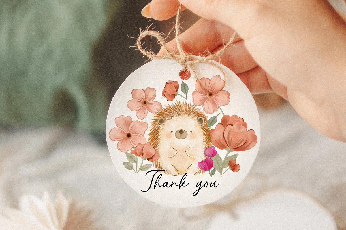 watercolour flower cute hedgehog, an Illustration by hanacrochetdesign (Photo 6 of 7)