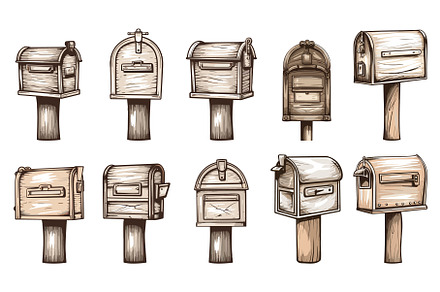 Isolated mailboxes. Rustic style, a Graphic by LadadikArt