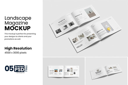 Landscape Magazine Mockup, a Books & Magazine Mockup by bimockup