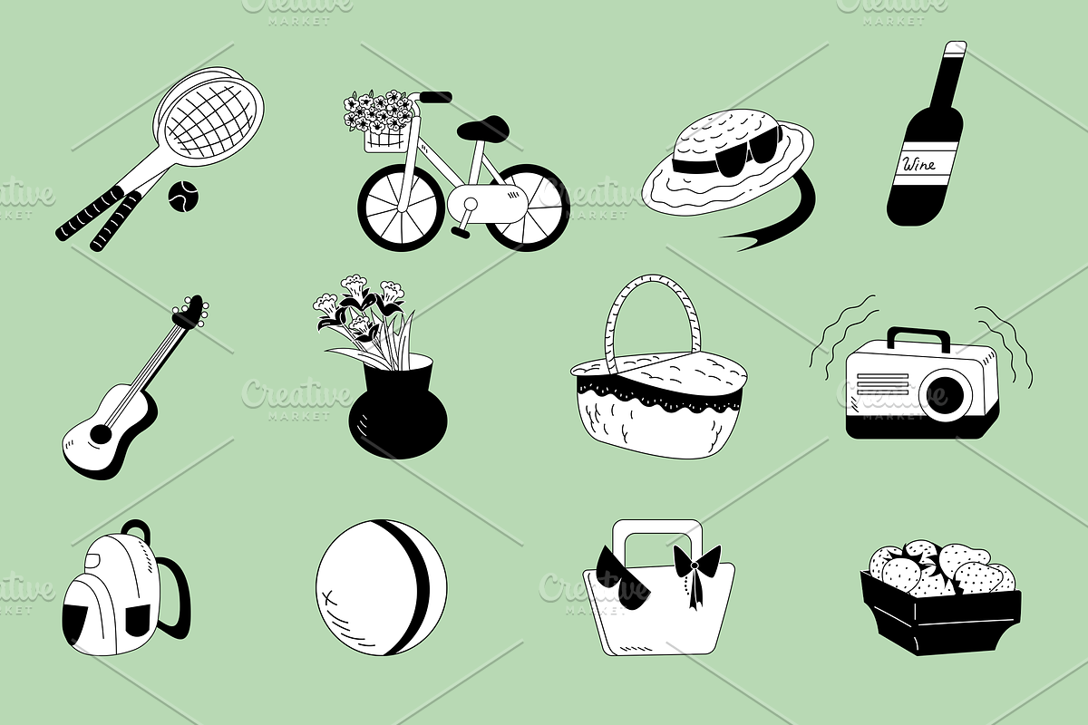Summer Picnic. Line Graphic, a Person Illustration by Schumacher Shop (Photo 10 of 13)