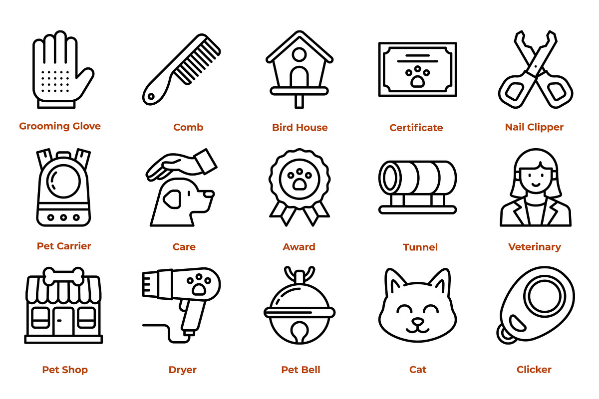 Pet Care Icon Pack, an Outline Icon by Tekuni (Photo 3 of 10)