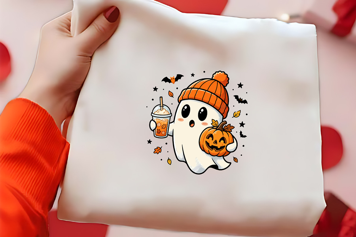 Ghost with pumpkin and drink, a Seasonal Illustration by CrexoraLab (Photo 2 of 4)