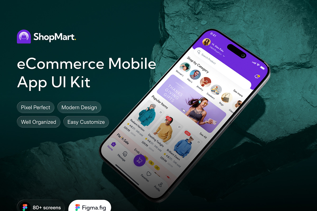 eCommerce Mobile App UI Kit, an UI Kit Template by DesignsLab (Photo 1 of 8)