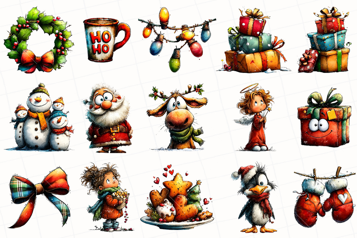 Quirky Christmas Clipart, an Illustration by OK Design (Photo 3 of 6)