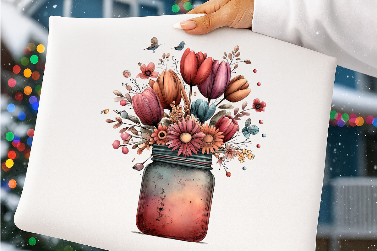 Whimsical spring mason jar clipart, an Illustration by SinaCreation (Photo 9 of 11)