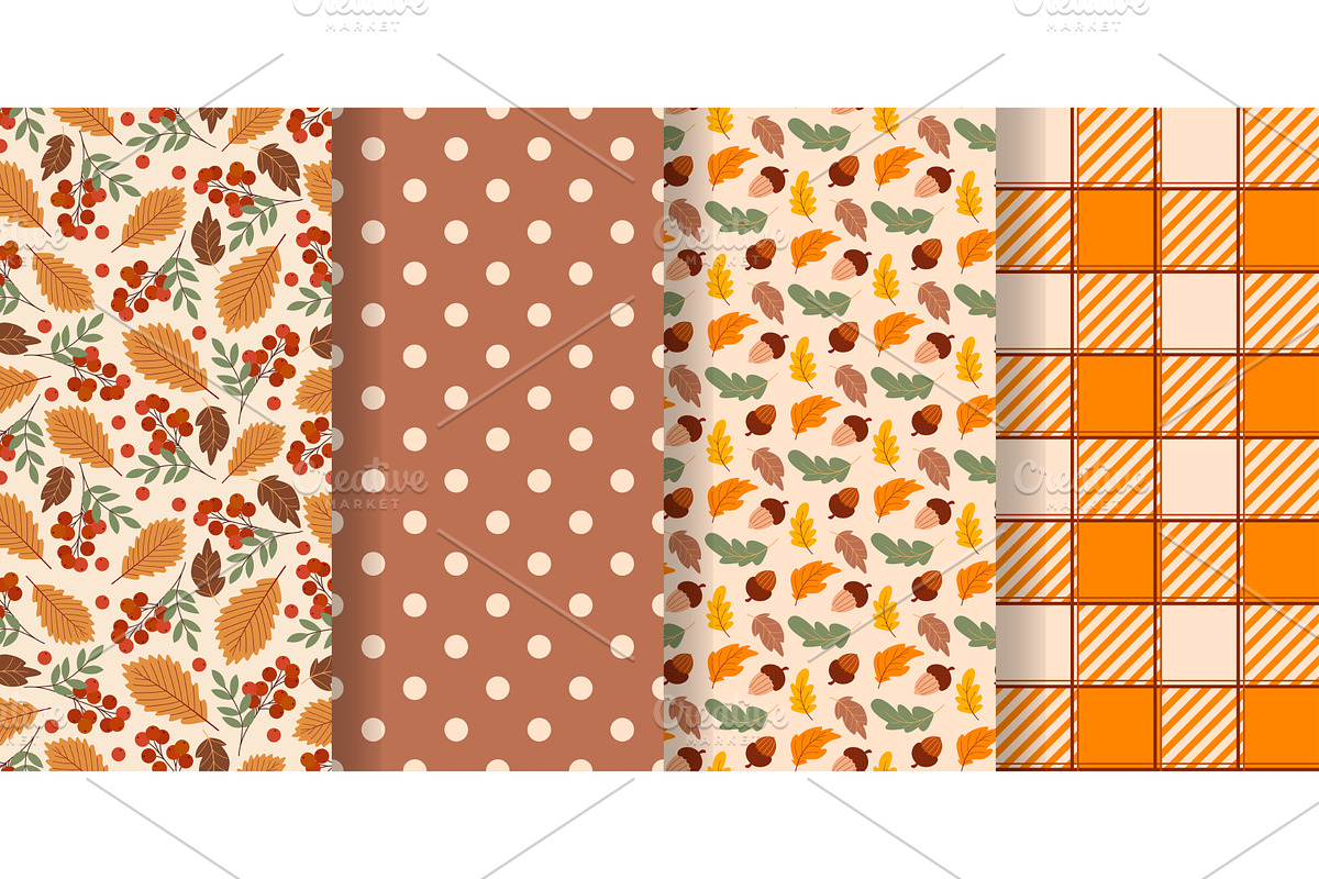 Autumn seamless patterns collection, an Illustration by Tati_Kli