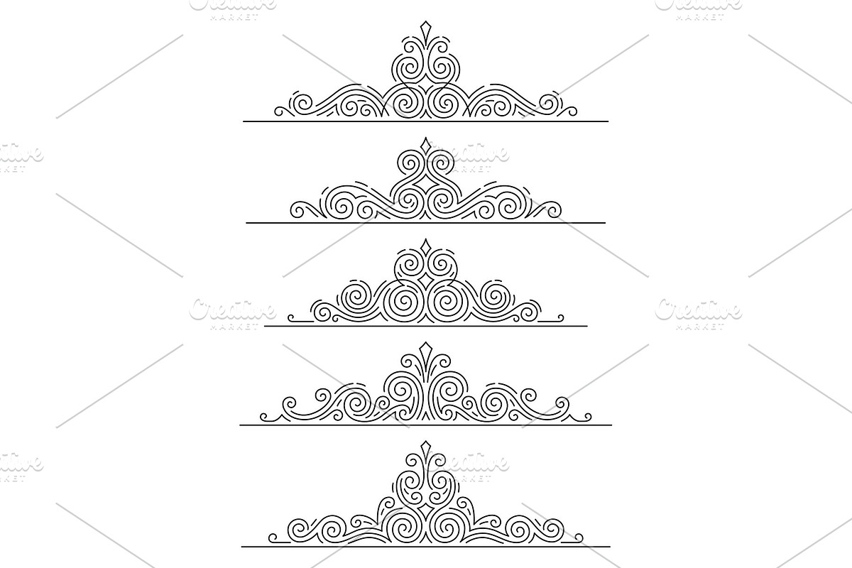 Set of line curl elements., a Decorative Illustration by incomible