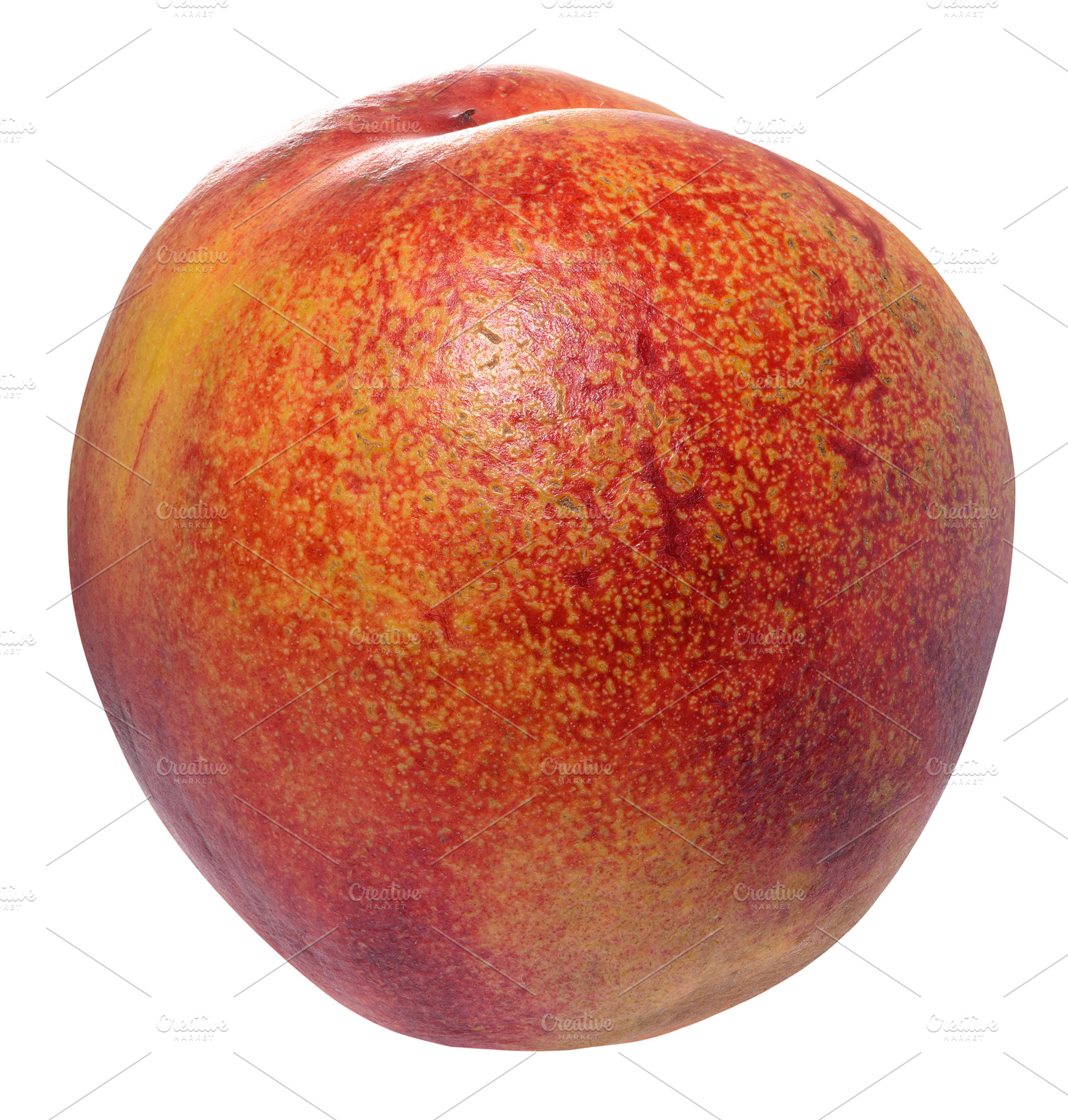 Ripe peach with smooth skin, yellow-red color, isolated backgrou, a Food & Drink Photo by ndanko