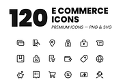 120 Modern E-commerce Shopping Icons, an Outline Icon by Icons Drop (Thumbnail 1 of 6)