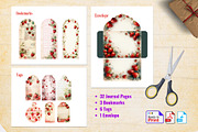 Strawberry Junk Journal Kit, a Background Graphic by Graphic Template (Thumbnail 2 of 2)
