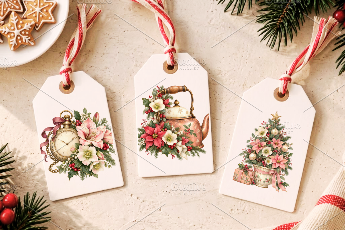Whimsical Cottage Christmas Cliparts, a Decorative Illustration by Ink Gallery (Photo 7 of 7)