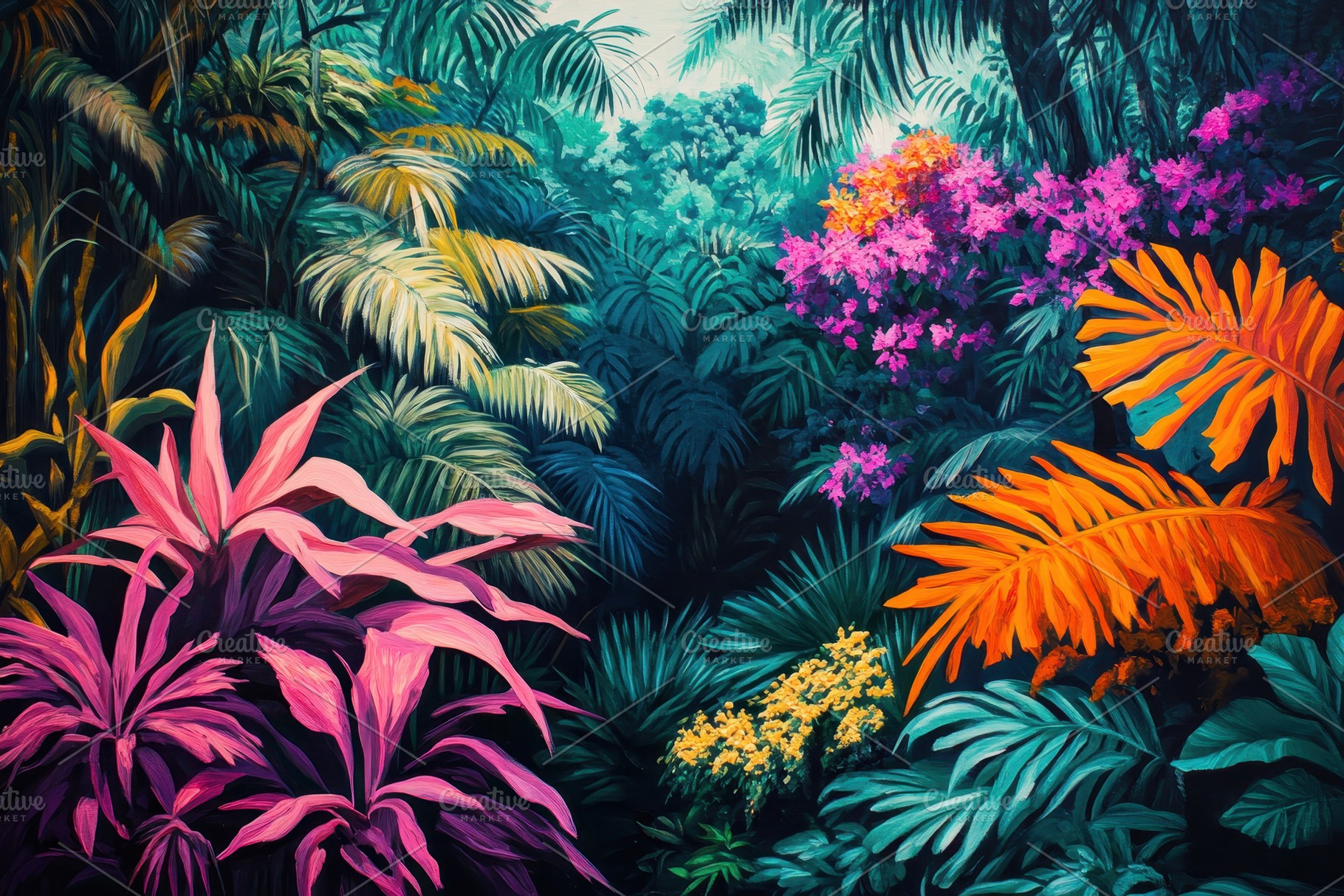 Vibrant Tropical Foliage Showcasing, a Photo by Tanuart