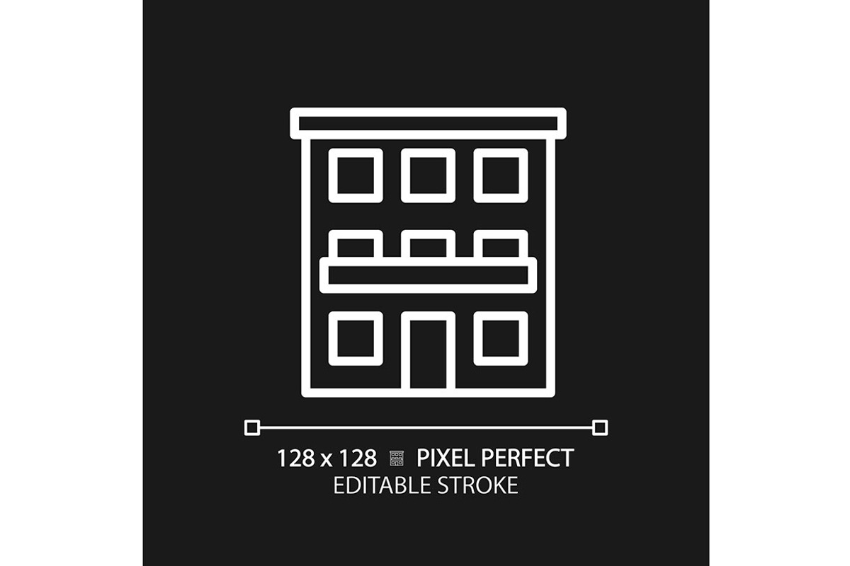 Condominium pixel perfect white line, an Icon by IMG Visuals