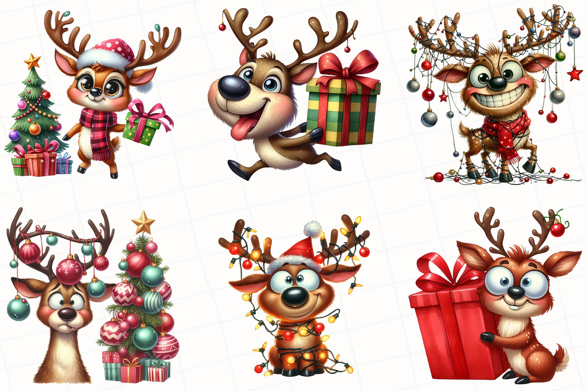 Christmas Reindeer Clipart, an Illustration by OK Design (Photo 3 of 5)