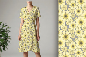 Butter Yellow and Grey Floral