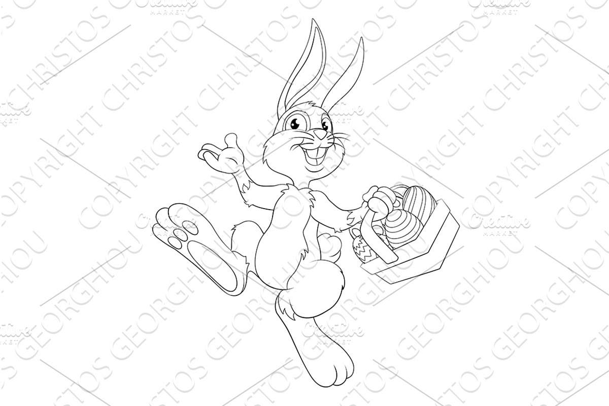Easter Bunny Cartoon Rabbit With, an Illustration by Christos Georghiou