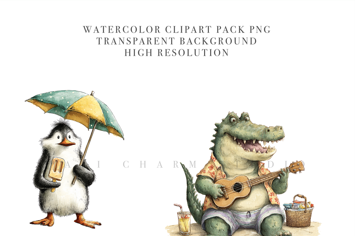 30 Summer Vacation Animal Clipart, an Animal Illustration by Pati Charm Studio (Photo 5 of 8)