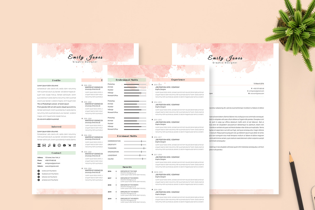 2 Page Resume & CoverLetter Template, a Resume Template by Showy68 Template (Photo 1 of 6)