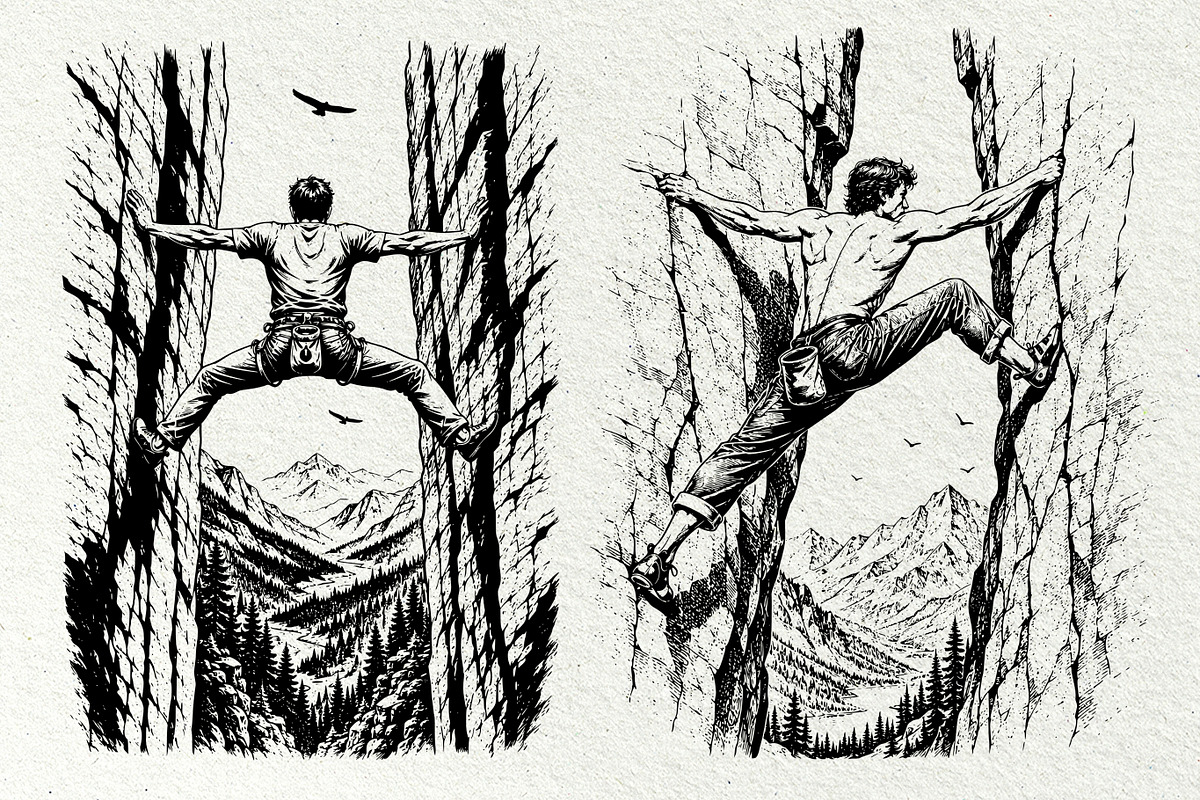 Rock Climbing Adventure Graphics, a Sport Illustration by DENIDigitalArtSudio (Photo 3 of 9)