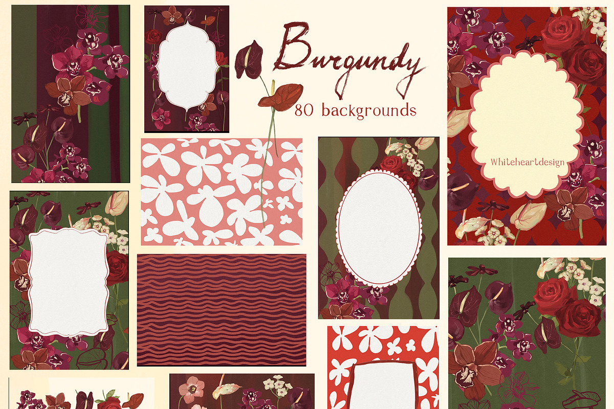 Burgundy Wedding Flower Illustration, a Decorative Illustration by whiteheartdesign (Photo 6 of 16)
