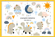 Dinosaur clipart & patterns bundle, an Animal Illustration by Nursery Art (Thumbnail 9 of 10)