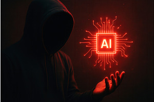 A faceless person in a dark hoodie, a Technology Illustration by Sergey Kotenev