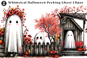 Whimsical Halloween Peeking Ghost, a Seasonal Illustration by CreationArt (Thumbnail 1 of 5)