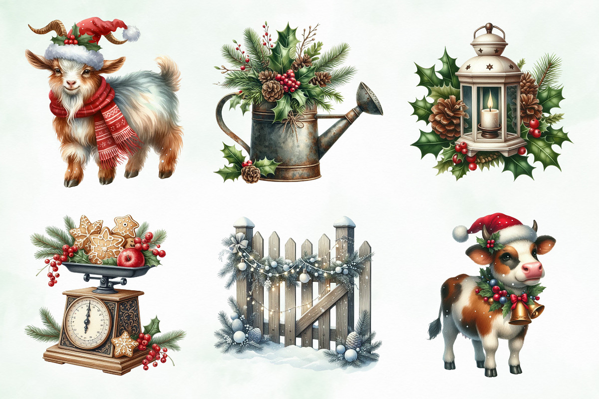 Vintage Christmas Farmhouse Sublimat, an Illustration by Creative Art (Photo 3 of 9)