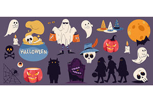 Set of vector Halloween or autumn