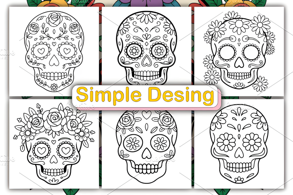 Easy Sugar Skull Coloring Book, an Animal Illustration by Ink Gallery (Photo 2 of 4)