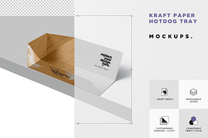 Kraft Paper Hot Dog Tray Mockups