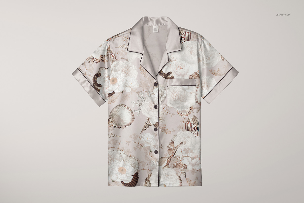 Silk Short-sleeve Pyjama Mockup Set, a Bottom Mockup by creatsy5 (Photo 8 of 12)