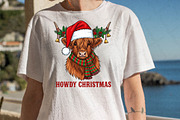 Highland Cow Merry Christmas PNG, an Illustration by DreamPrint404 (Thumbnail 3 of 7)