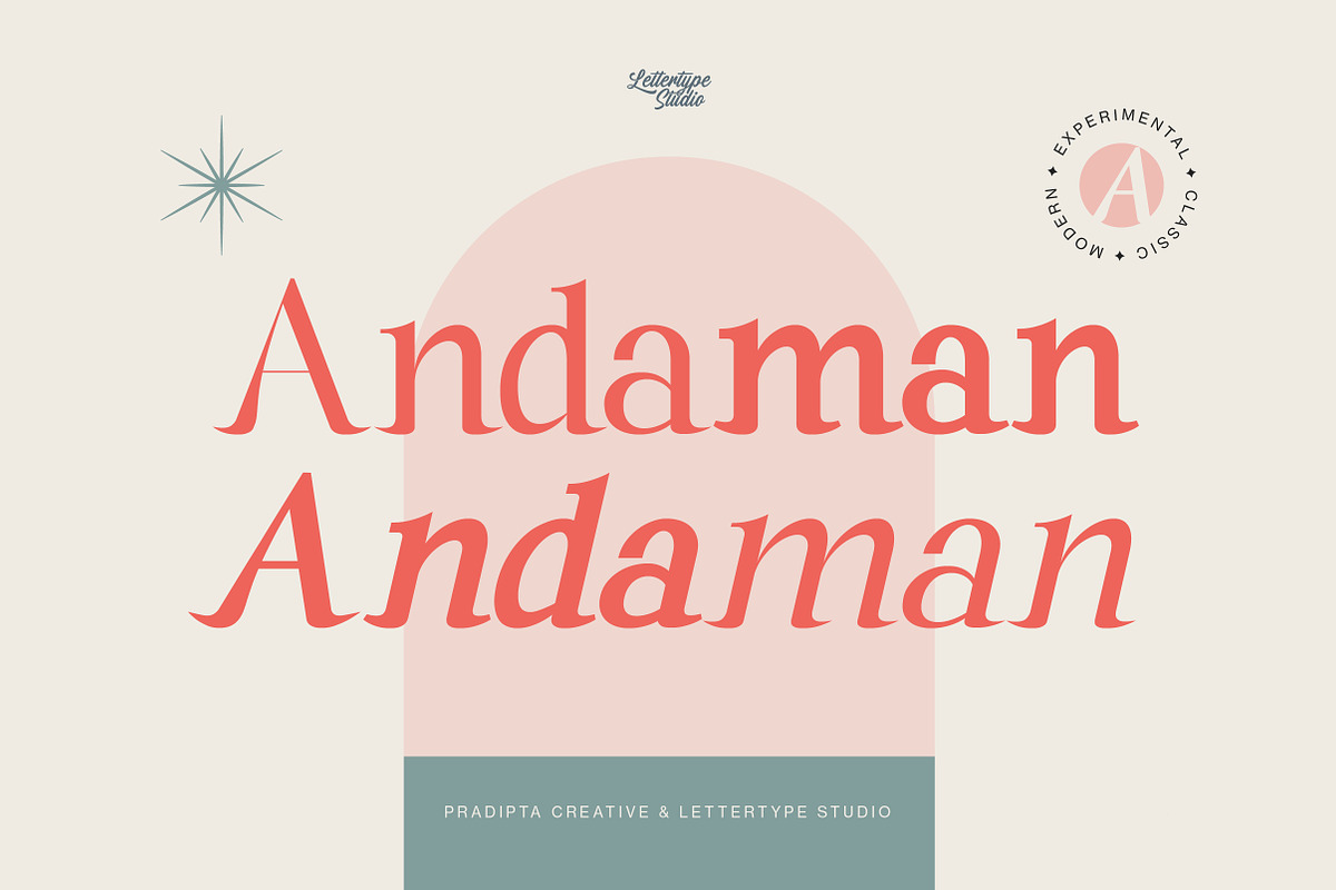 Andaman an Experimental Serif Font, a Serif Font by Lettertype Studio (Photo 1 of 15)