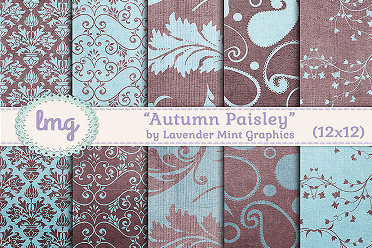 Autumn Paisley Scrapbook Papers, a Pattern Graphic by Lavender Mint Graphics (Photo 1 of 6)