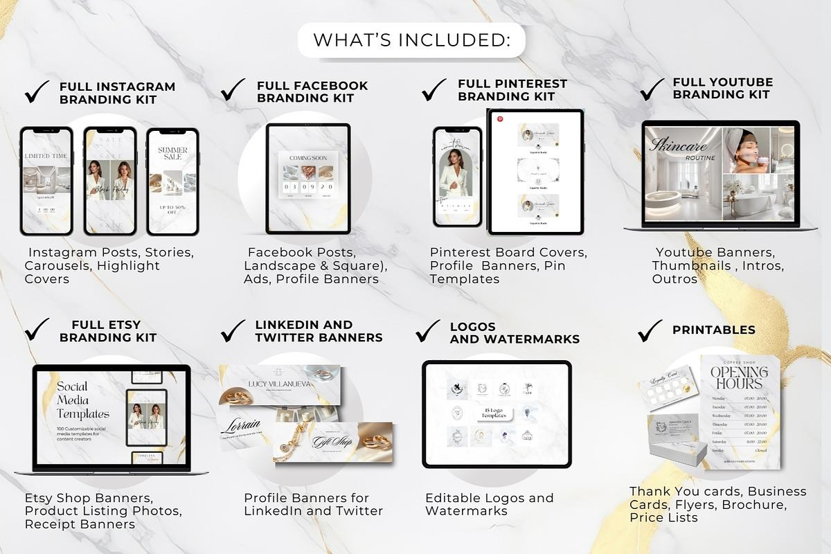 1000 Branding Kit White Marble, a Branding & Logo Template by CopertiniStudio (Photo 2 of 9)