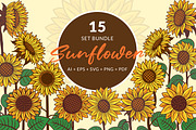 15 Set Sunflower Sunshine Clipart, an Illustration by Morspective (Thumbnail 1 of 7)