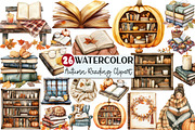 Watercolor Autumn Cozy Reading Clipa, an Illustration by Rose Art (Thumbnail 1 of 7)
