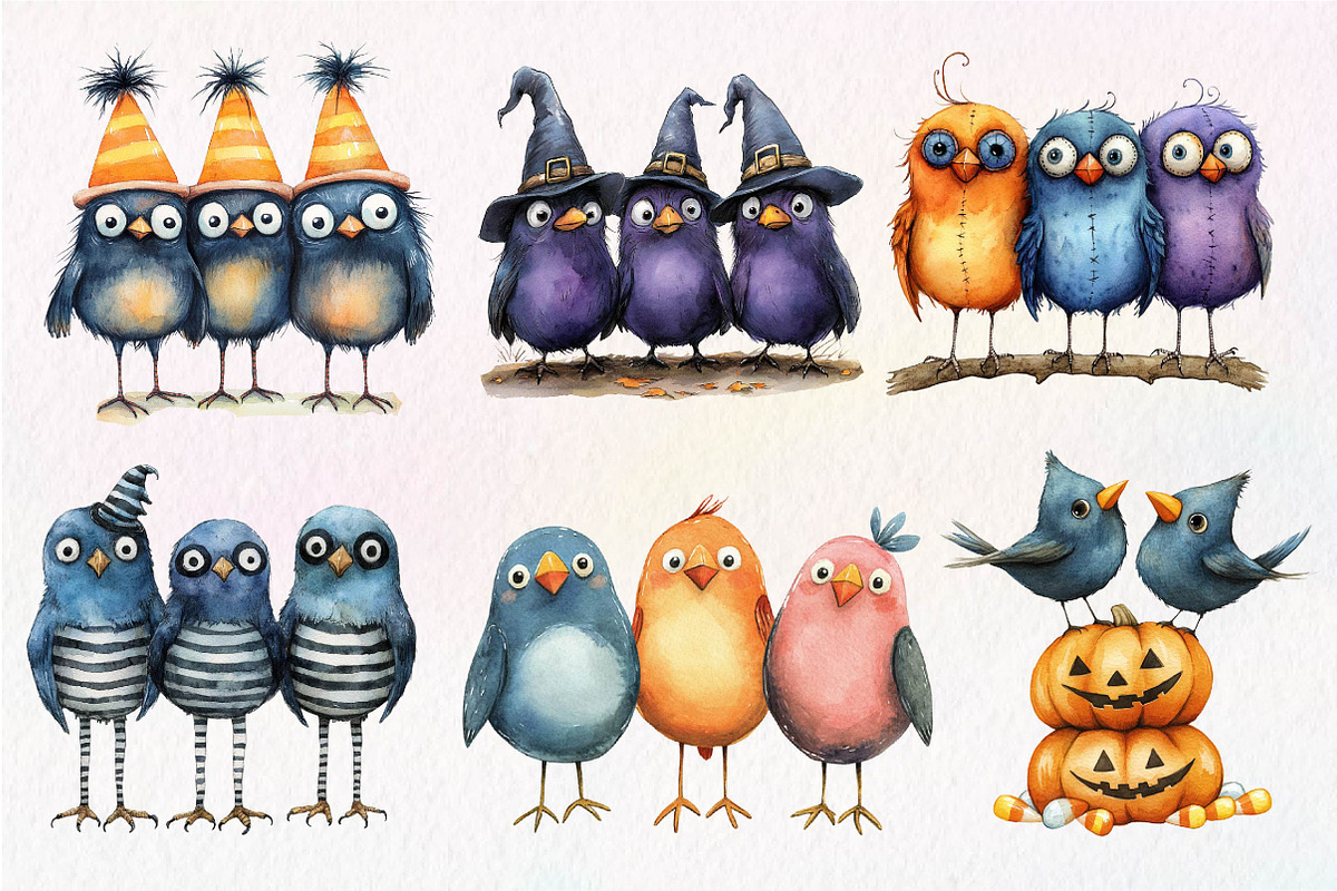 Halloween Quirky Birds Clipart, an Illustration by Dream Creation (Photo 5 of 6)