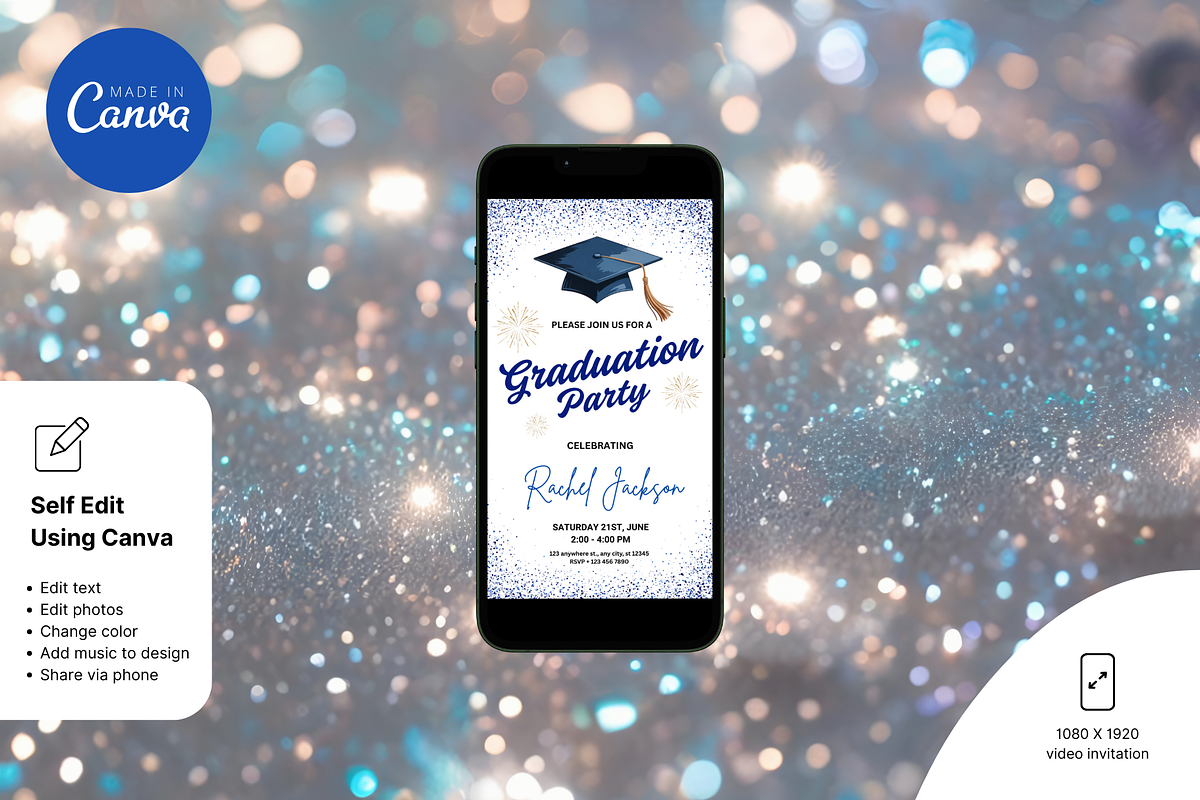 Blue Graduation Invitation, an Invitation Template by Earth5168 (Photo 5 of 9)