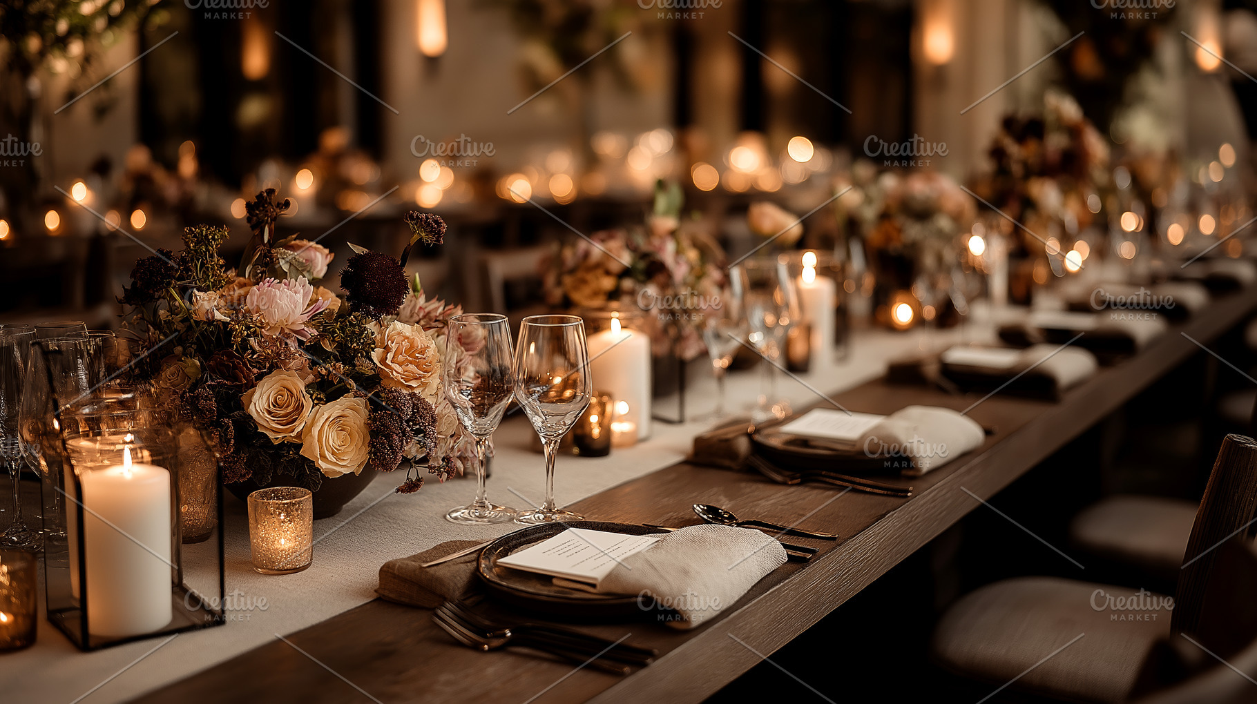 Elegant Dining Setup, Brown Wedding, a Holiday Photo by Ocean Digital Art