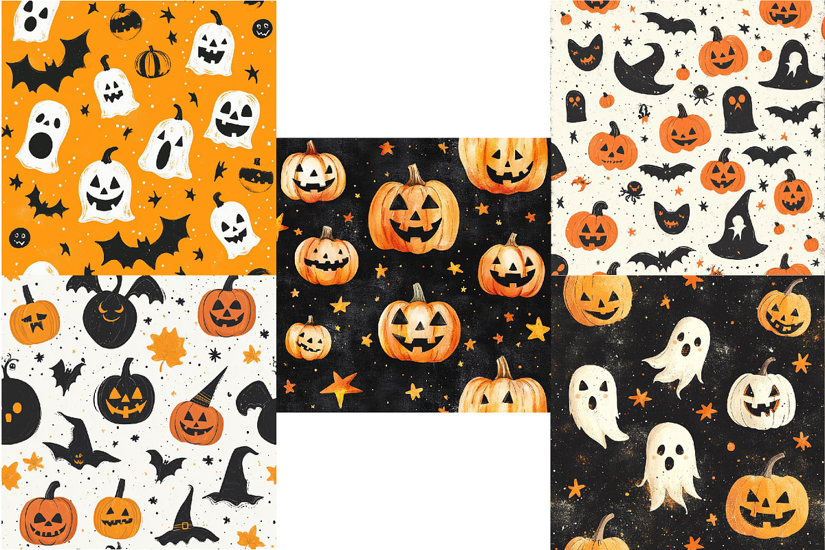 Cute Halloween Themed Digital Papers, an Illustration by DreamPrint404 (Photo 2 of 5)
