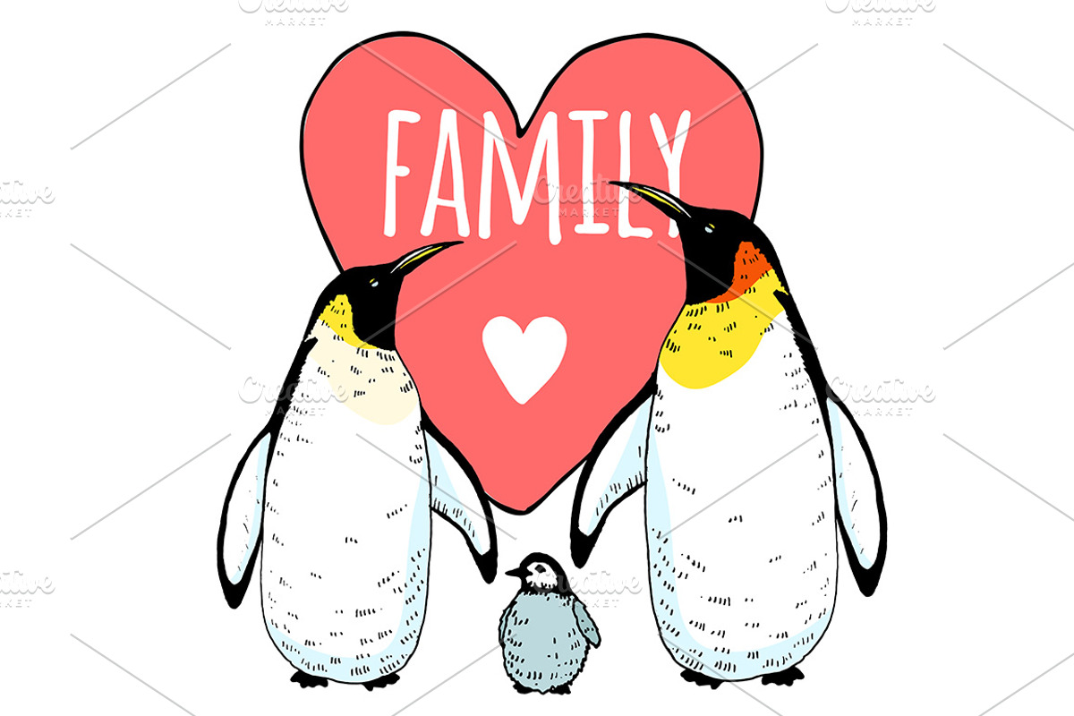 Happy penguin family illustrations, an Animal Illustration by OKart.studio (Photo 2 of 4)