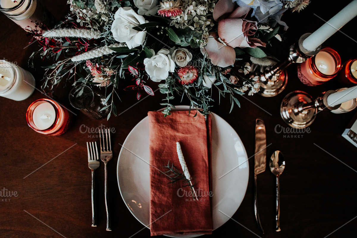 Floral Tablescape Wedding Bundle, a Books & Magazine Mockup by LaPorte Images (Photo 2 of 5)